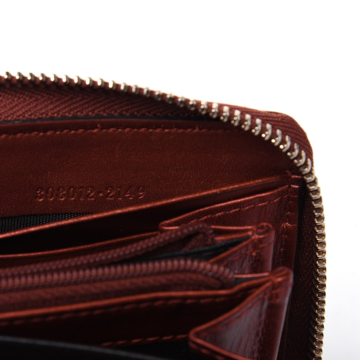 Metallic Microguccissima Sukey Zip Around Wallet Burnt Orange