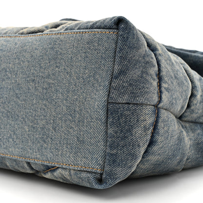 Saint Laurent Denim Quilted Medium Loulou Puffer Monogram Chain Satchel Blue Cinnamon 9 of 10