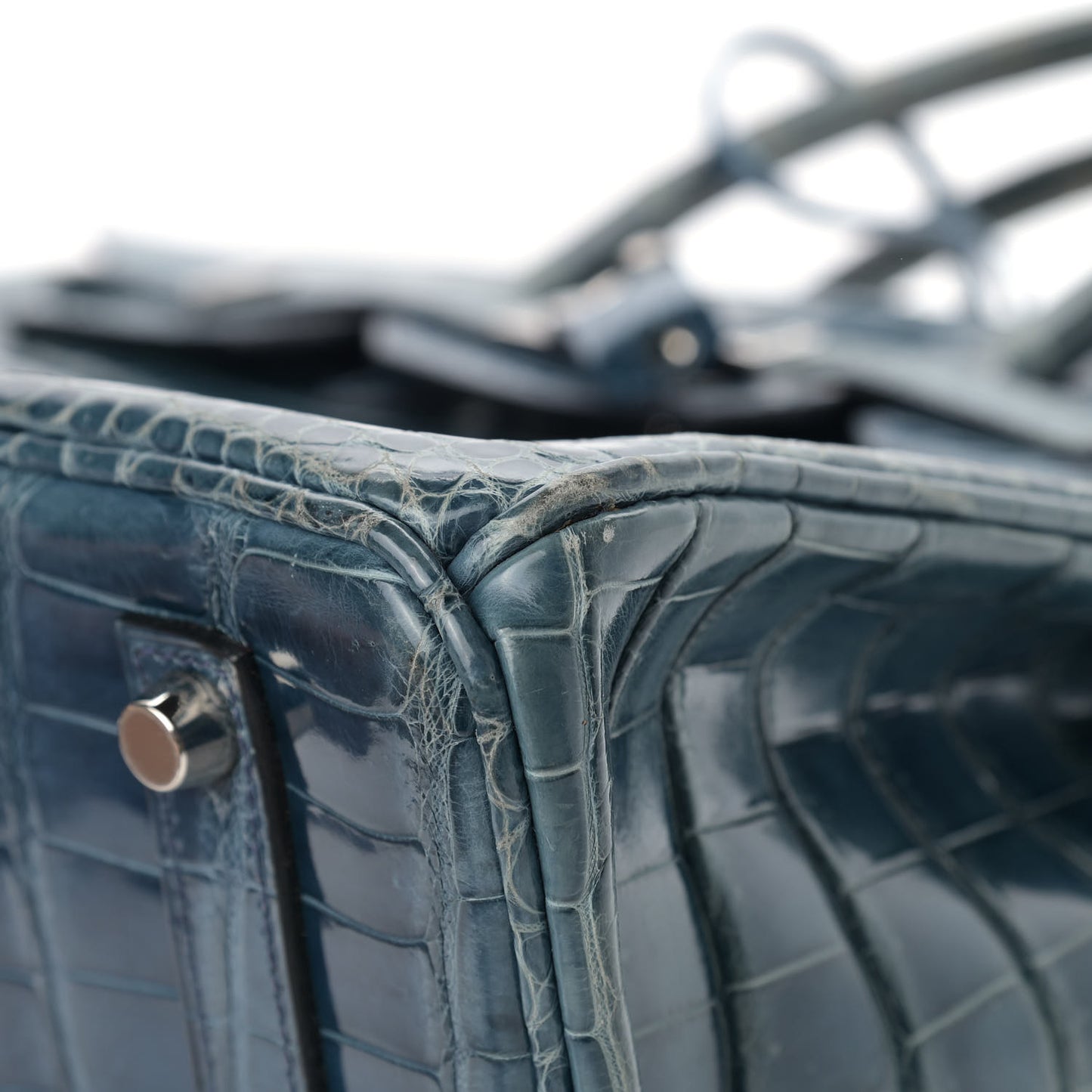 Shiny Porosus Crocodile Birkin 35 Bleu Roi