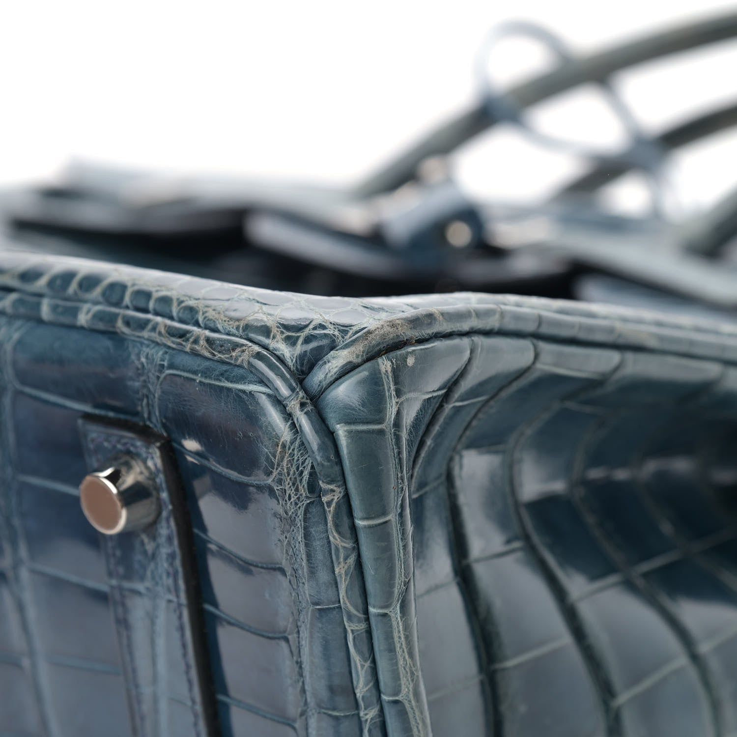Hermes Shiny Porosus Crocodile Birkin 35 Bleu Roi 36 of 39