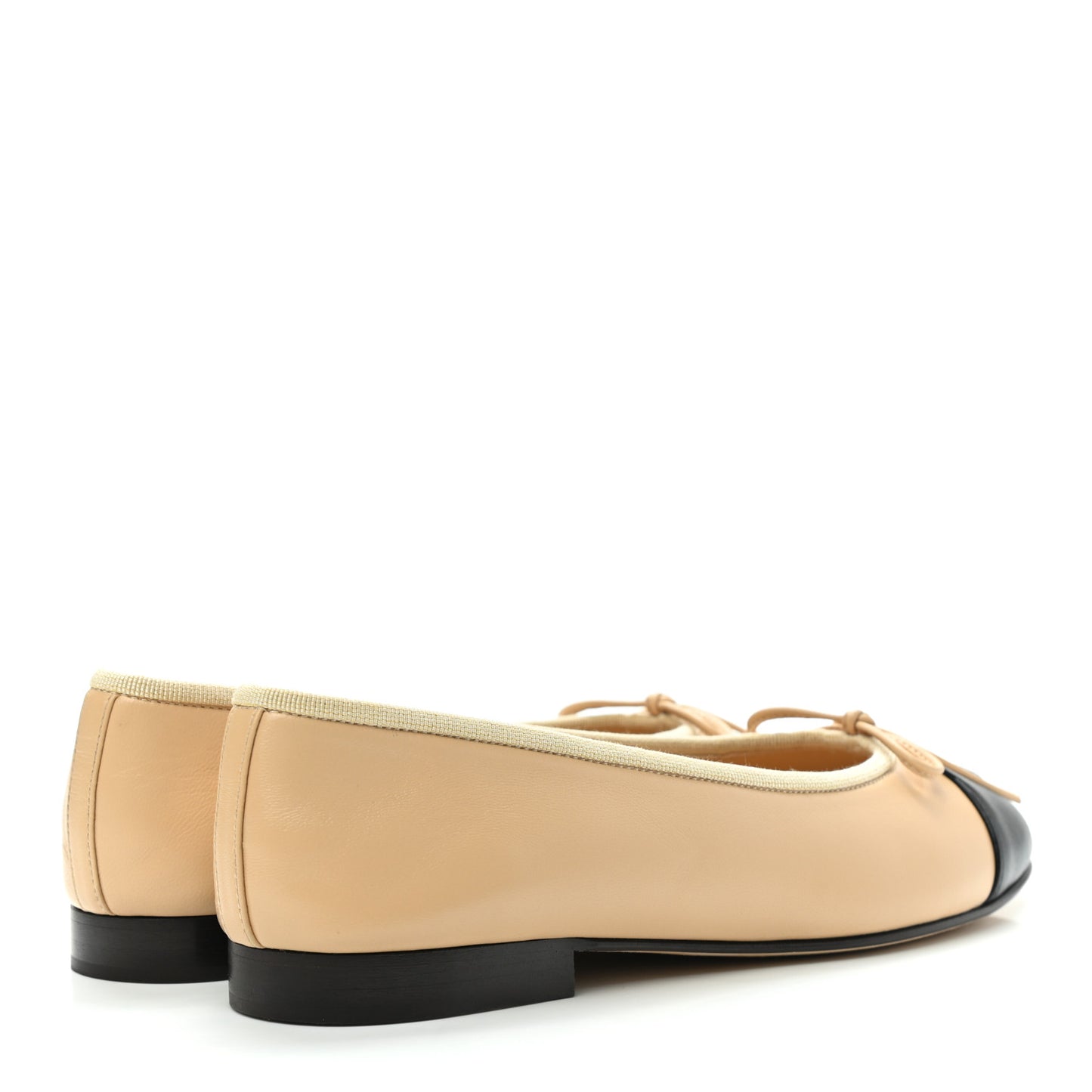 Lambskin Cap Toe CC Ballerina Flats 36.5 Beige Black