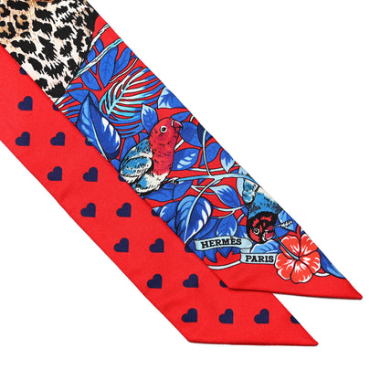Hermes Silk Jungle Love Love Twilly Rouge Marine Fauve 2 of 4
