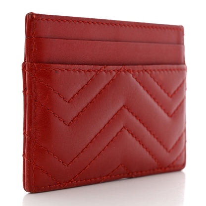 Gucci Calfskin Matelasse GG Marmont Card Holder Hibiscus Red 3 of 11