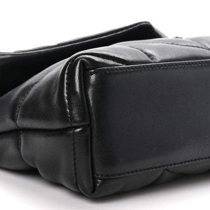 Saint Laurent Lambskin Quilted Toy Loulou Puffer Monogram Chain Satchel Black 9 of 12