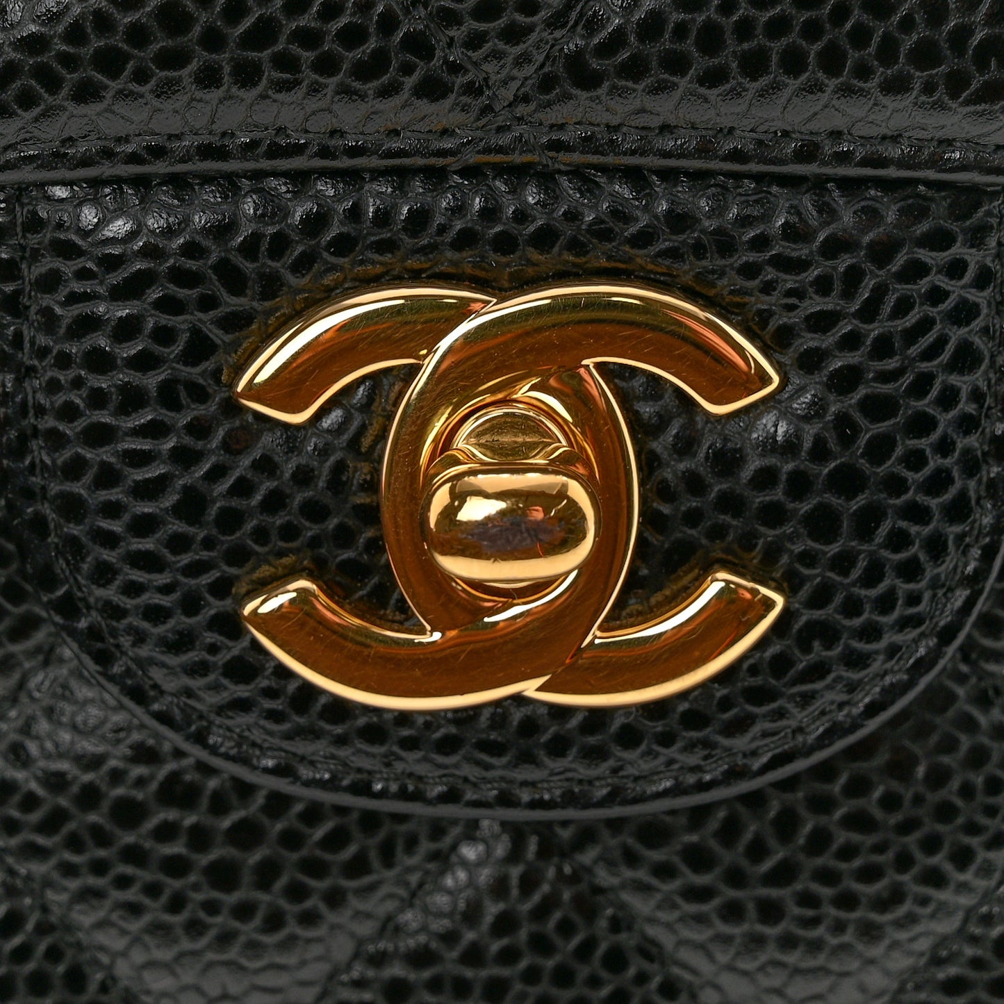 Caviar Quilted Medium Double Flap Black