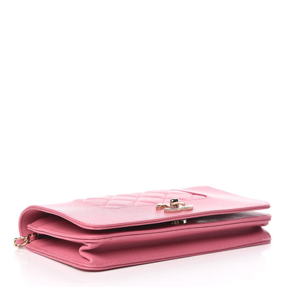 Chanel Sheepskin Quilted Mademoiselle Vintage Wallet On Chain WOC Dark Pink 4 of 12