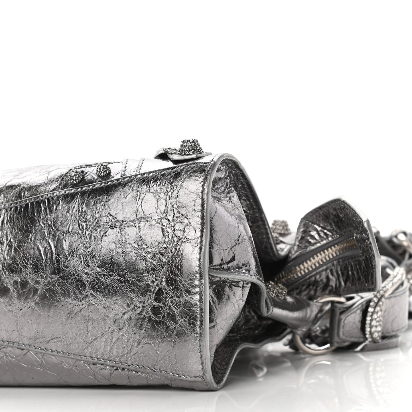 Agneau Arena Crystal Neo Cagole Handbag XS Silver