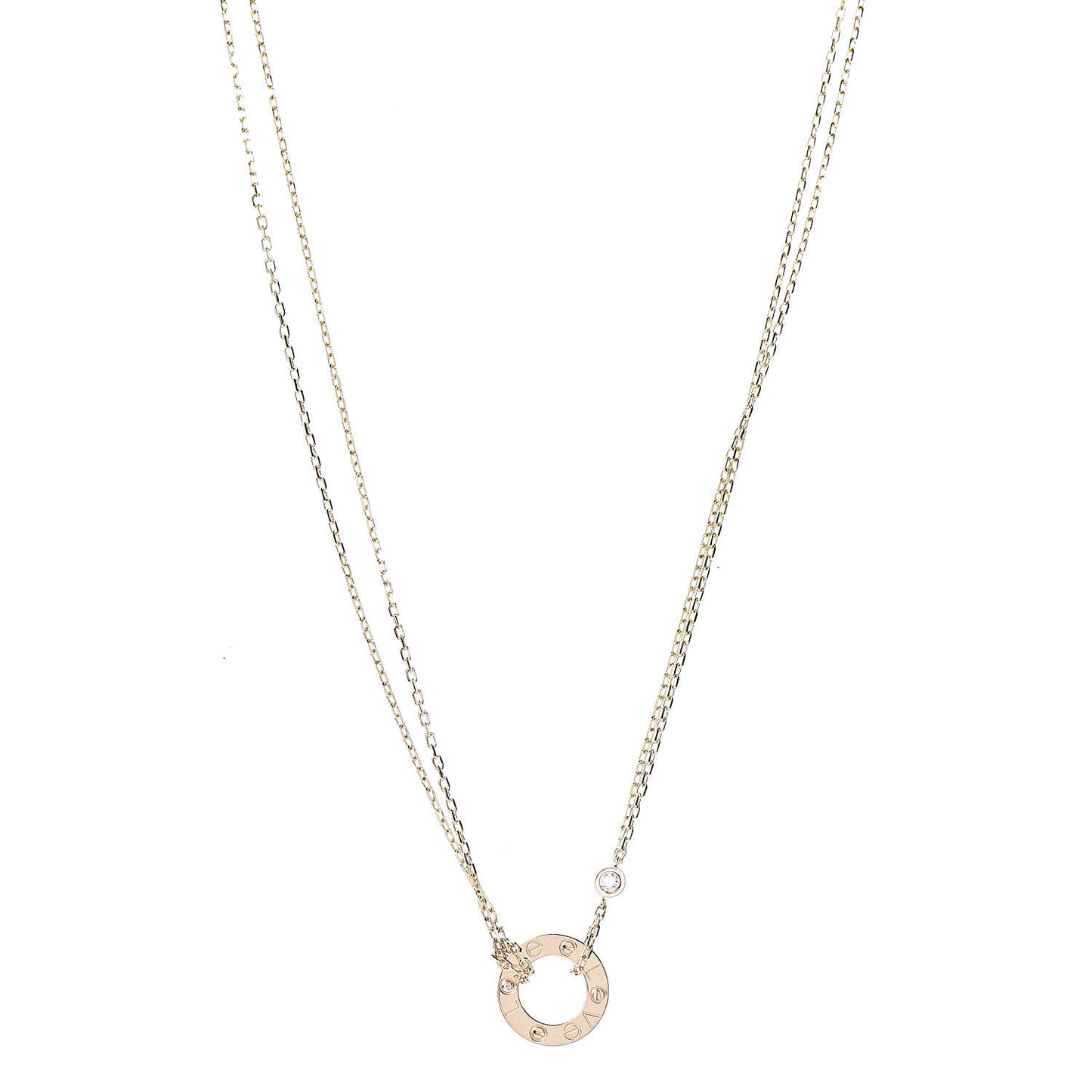 18K Yellow Gold 2 Diamond LOVE Necklace
