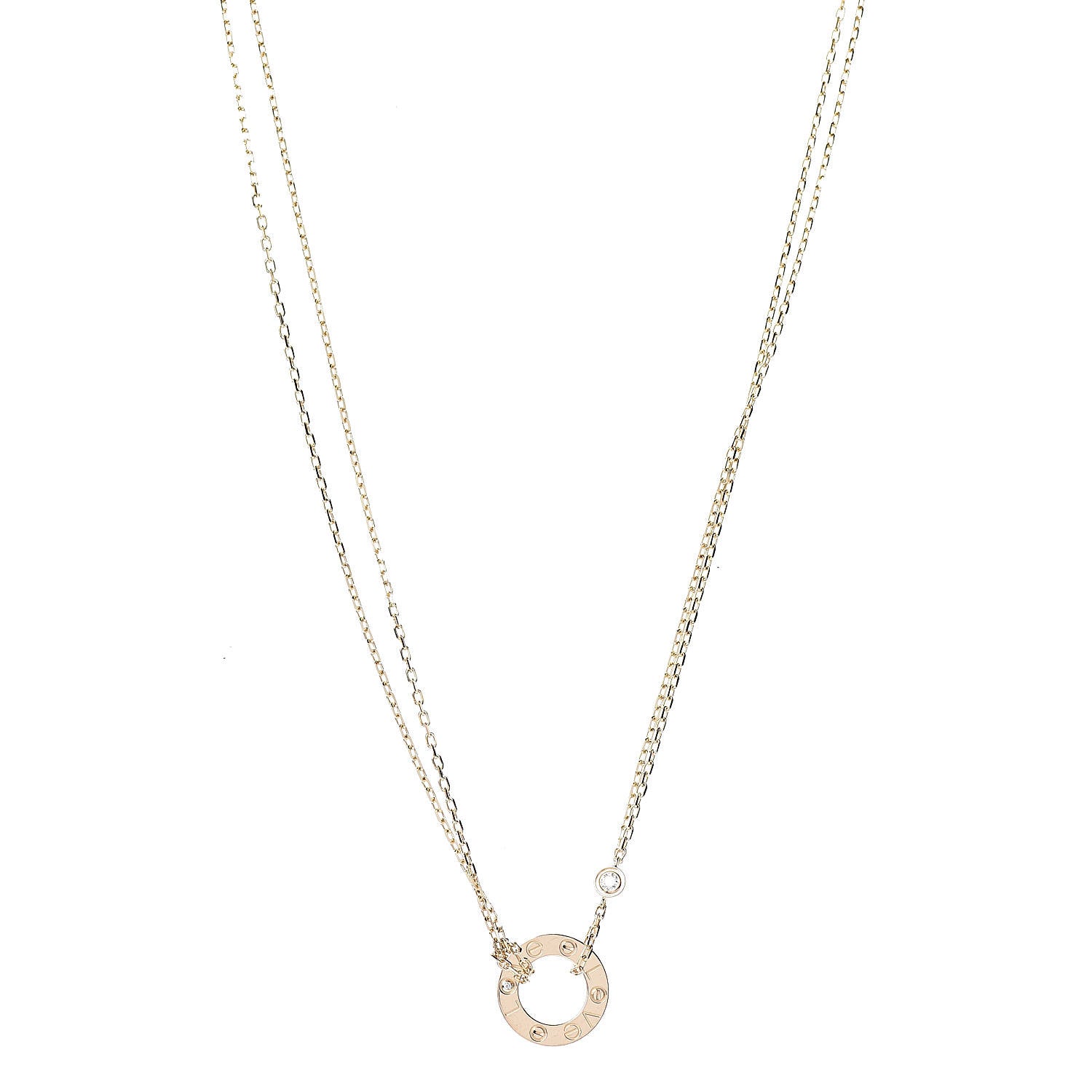 Cartier 18K Yellow Gold 2 Diamond LOVE Necklace 1 of 6