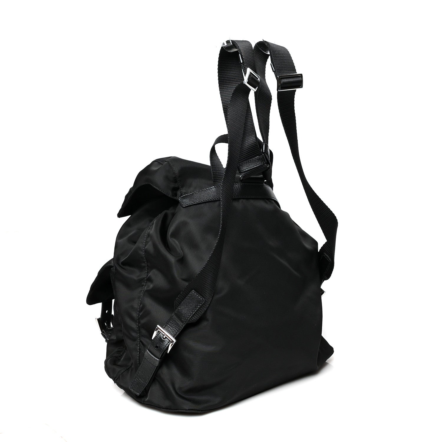 Prada Tessuto Nylon Saffiano Medium Backpack Black 2 of 10