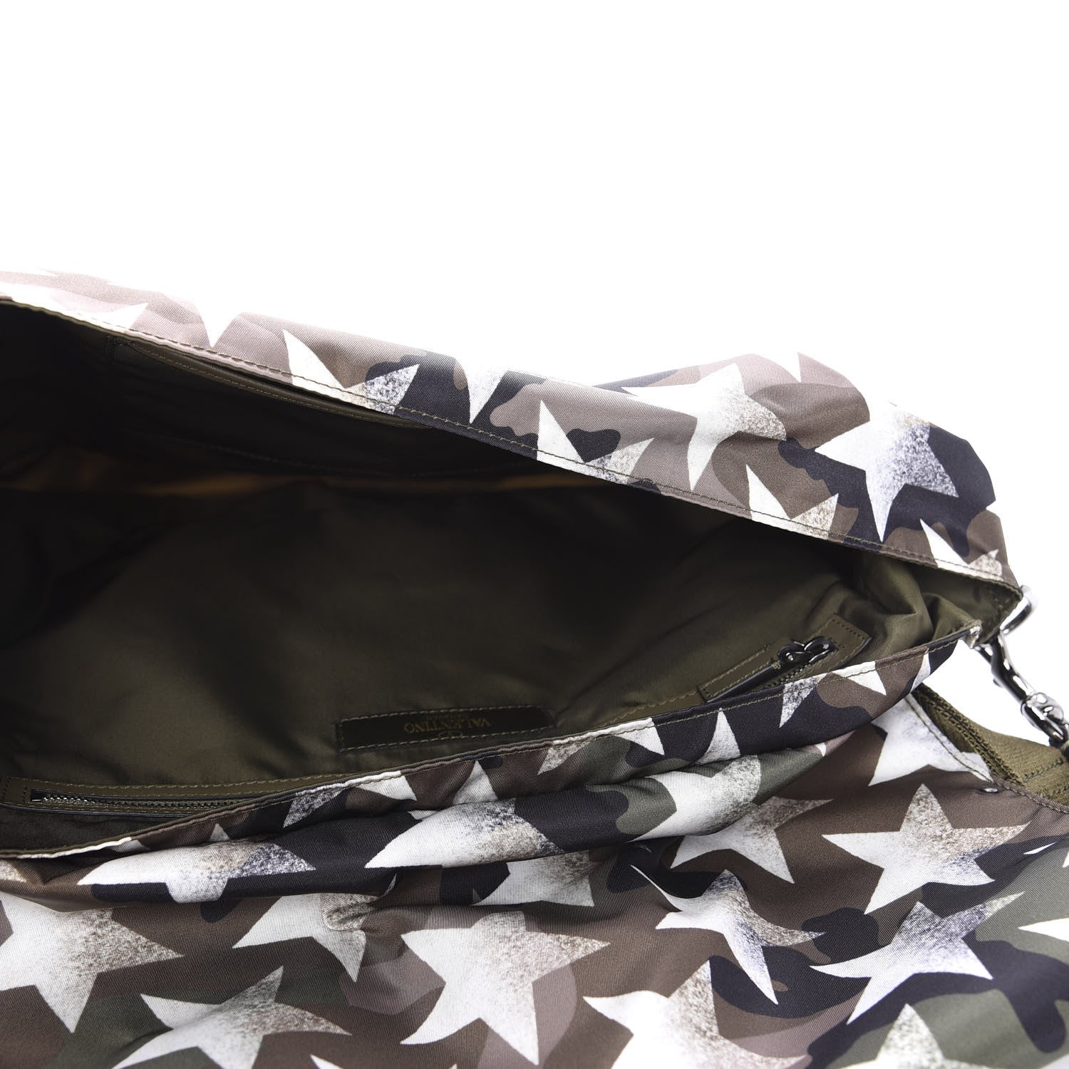 Valentino Garavani Nylon Printed Camustars Rockstud Messenger Bag Army Green White 4 of 9