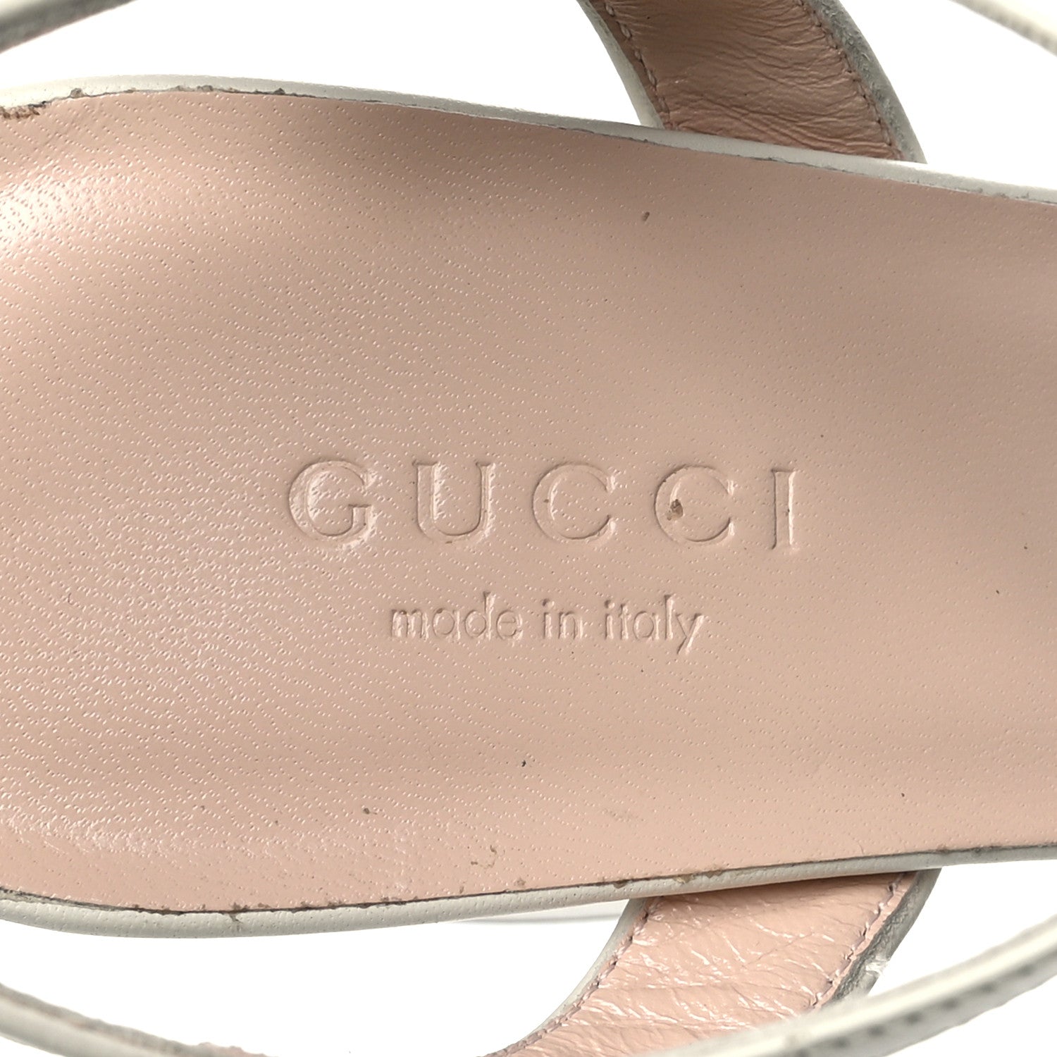 Gucci Lifford Calfskin GG Marmont Ankle Wrap 75mm Sandals 35.5 Mystic White 6 of 7