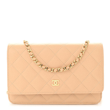 Chanel Caviar Quilted Wallet on Chain WOC Beige 1 of 12