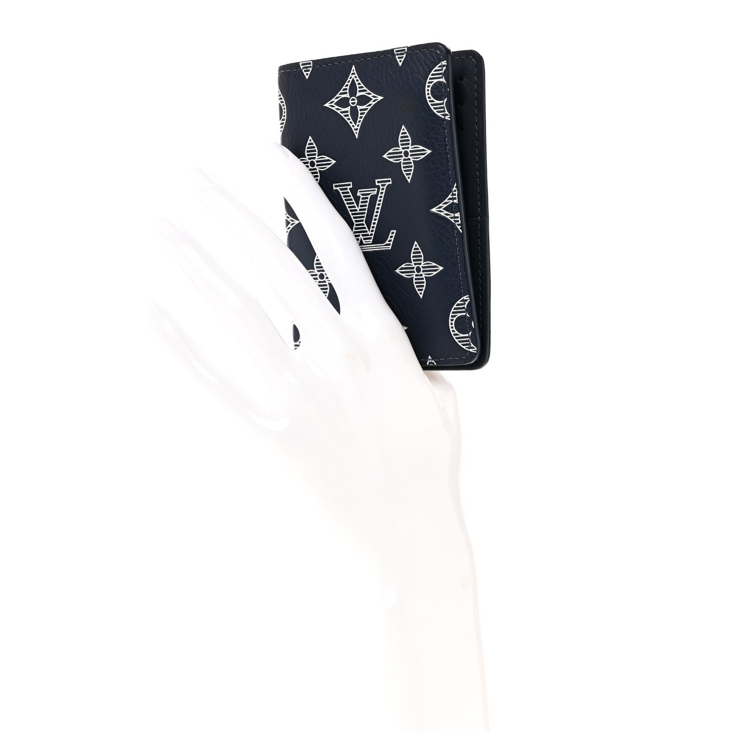 Louis Vuitton Calfskin Monogram Shadow Pocket Organizer Navy Blue White 2 of 7