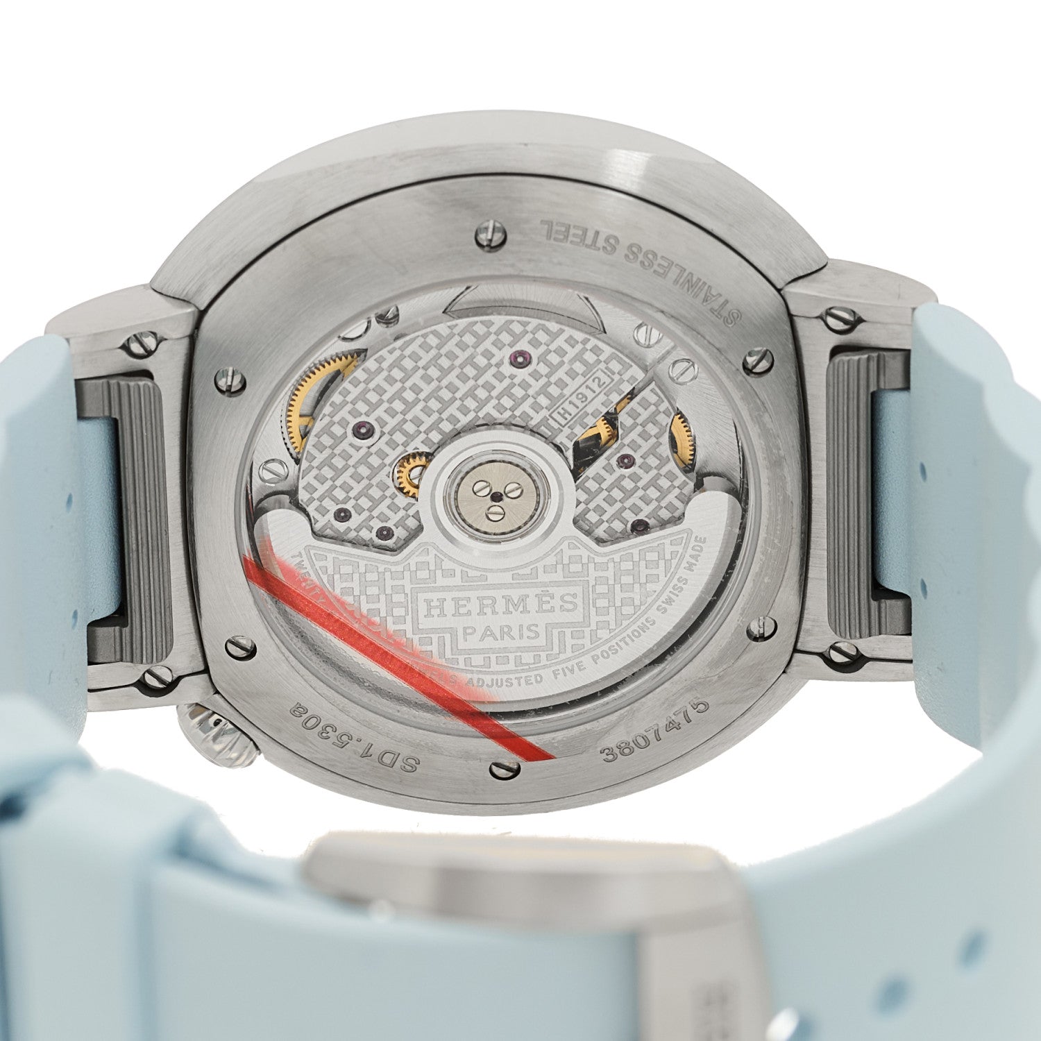 Hermes Stainless Steel Rubber Diamond Bezel 36mm Cut Automatic Watch Bleu Brume 4 of 5