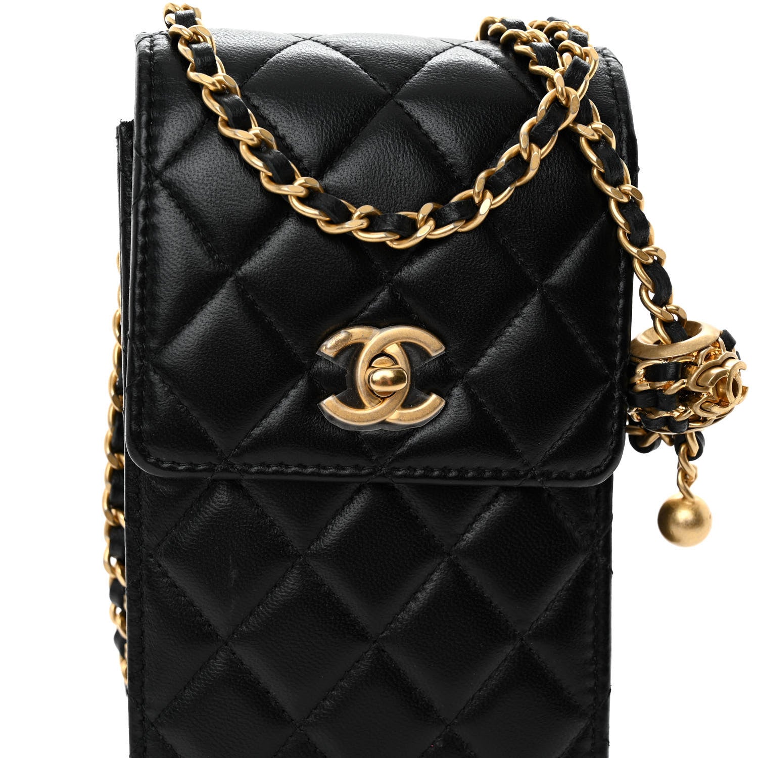 Chanel Lambskin Quilted Vertical Pearl Crush Flap With Chain Black 8 of 10