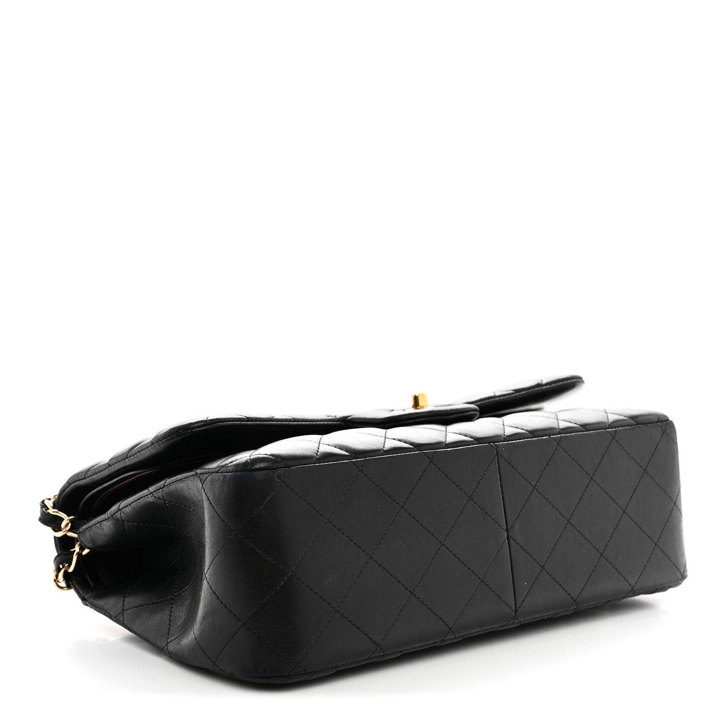 Lambskin Quilted Jumbo Double Flap Black