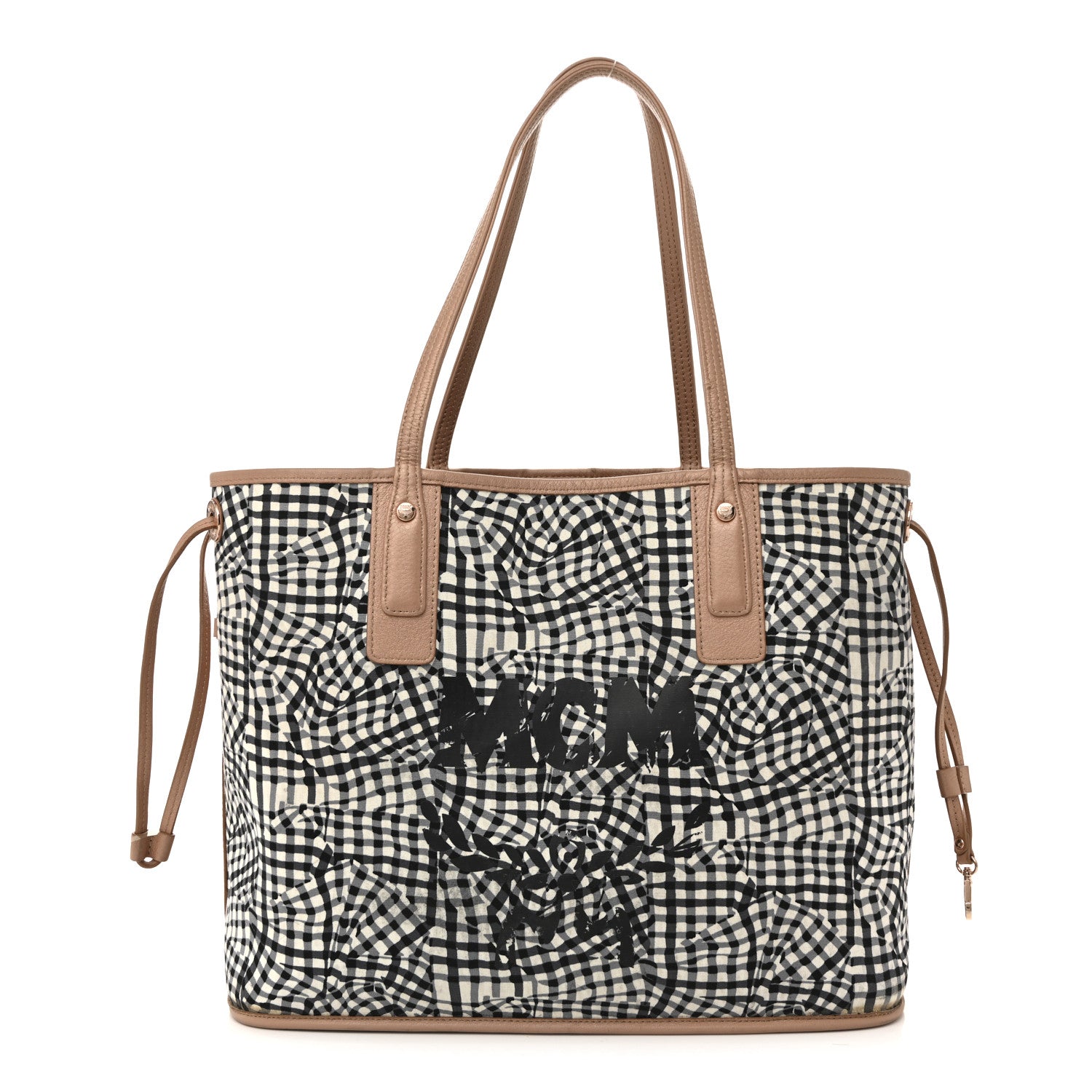 MCM Metallic Visetos Medium Liz Reversible Shopper Tote Champagne Gold 4 of 25