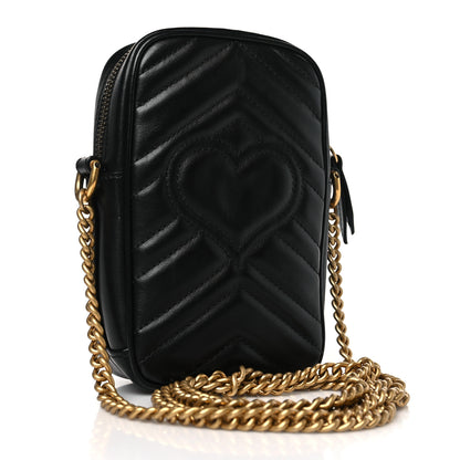 Gucci Calfskin Matelasse Mini GG Marmont Crossbody Bag Black 3 of 9