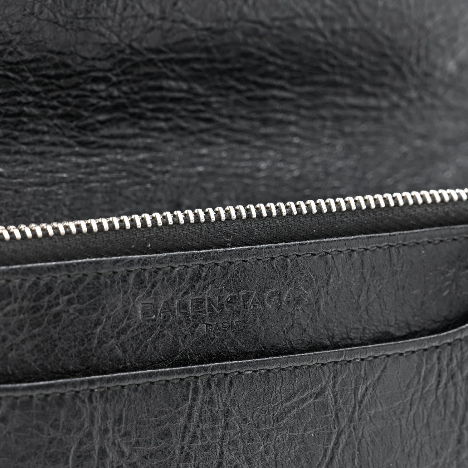 Balenciaga Grained Calfskin Classic Silver Hardware Wallet on Chain Black 8 of 12