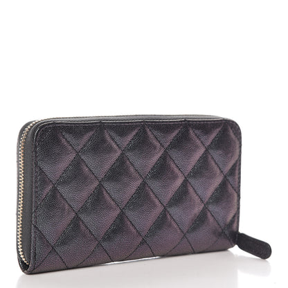 Chanel Iridescent Caviar Quilted Medium Zip Around Wallet Black 3 of 9