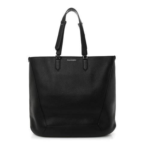 Grained Calfskin Medium Edge Tote Black