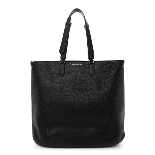 Grained Calfskin Medium Edge Tote Black