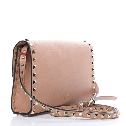 Valentino Garavani Pebbled Calfskin Medium Rockstud Flip Lock Crossbody Bag Skin Sorbet 3 of 8