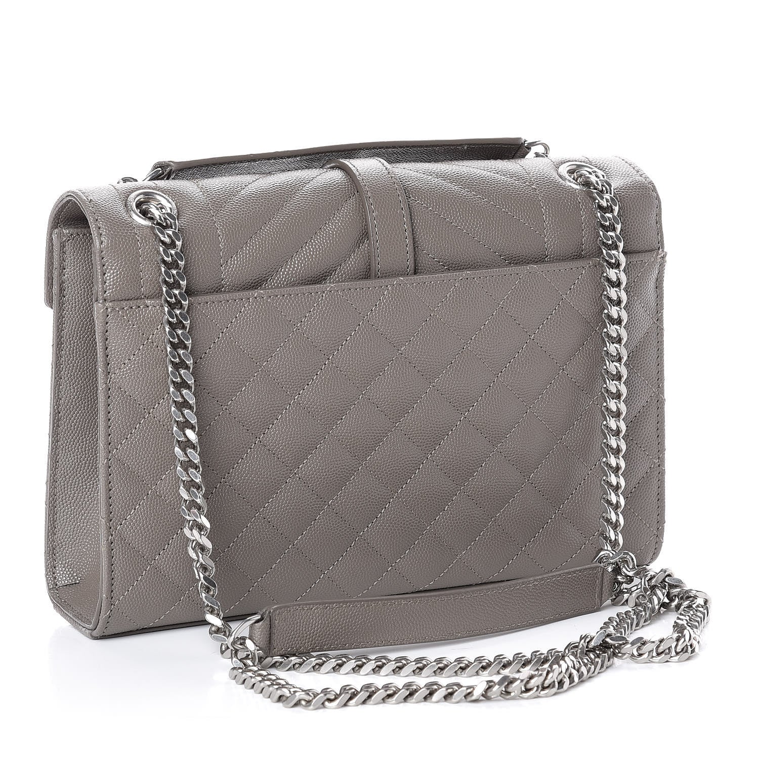 Saint Laurent Grain De Poudre Textured Mixed Matelasse Medium Triquilt Monogram Satchel New Stone 2 of 10