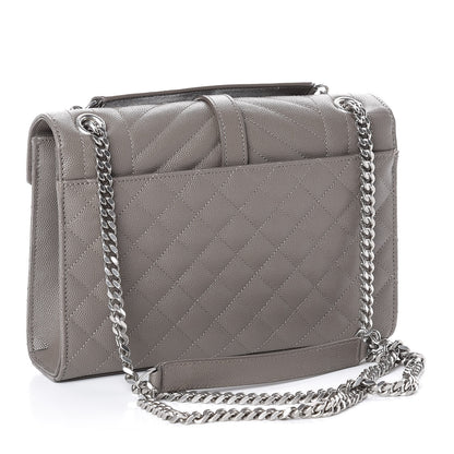 Saint Laurent Grain De Poudre Textured Mixed Matelasse Medium Triquilt Monogram Satchel New Stone 2 of 10