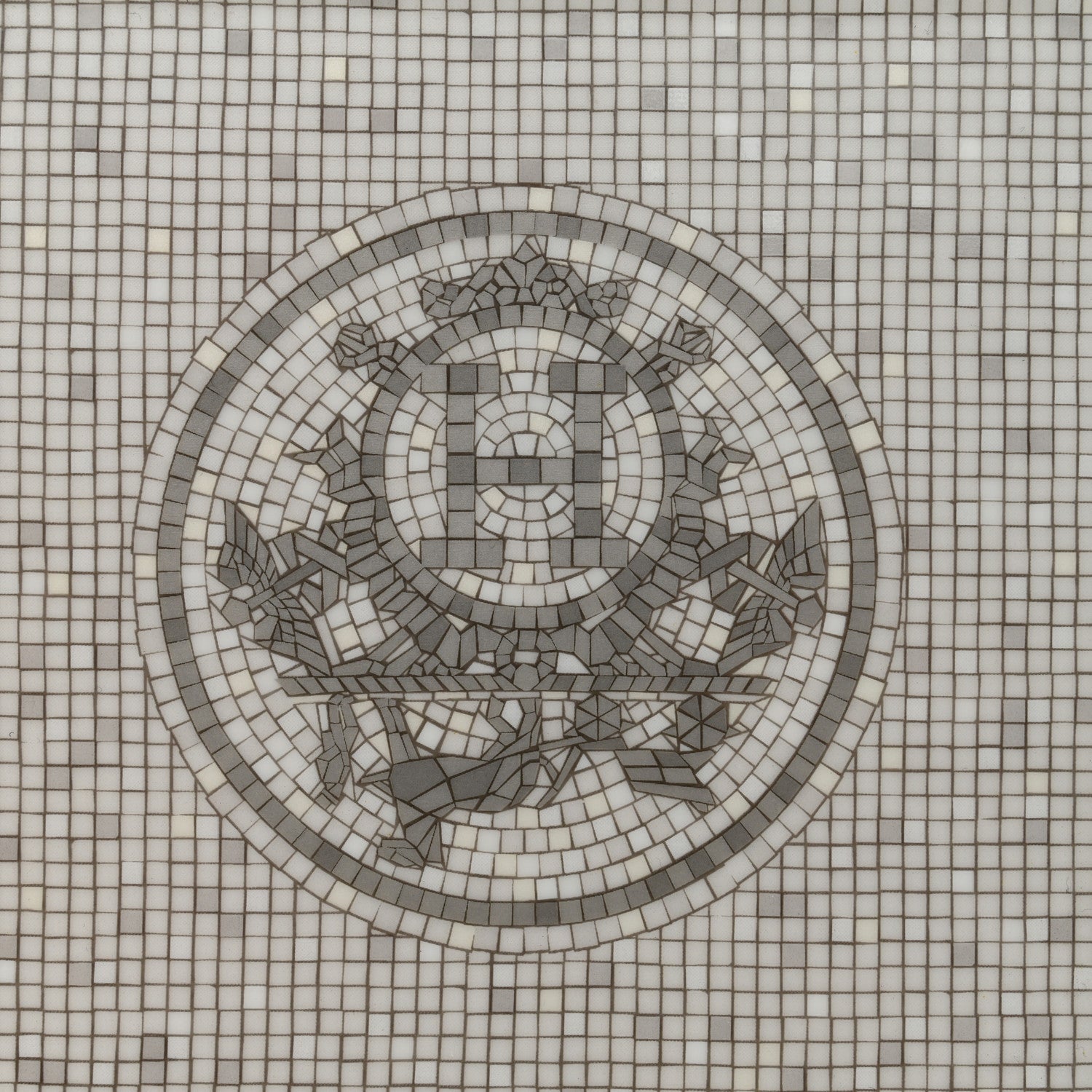 Hermes Porcelain Mosaique Au 24 Platinum Square Plate N°3 4 of 7