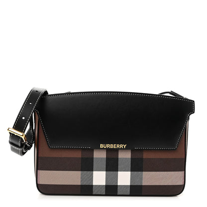 Burberry E-Canvas Check Calfskin Catherine Shoulder Bag Dark Birch Brown 1 of 9