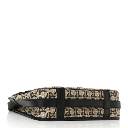 Salvatore Ferragamo Canvas Calfskin Gancini Messenger Black Beige 3 of 6