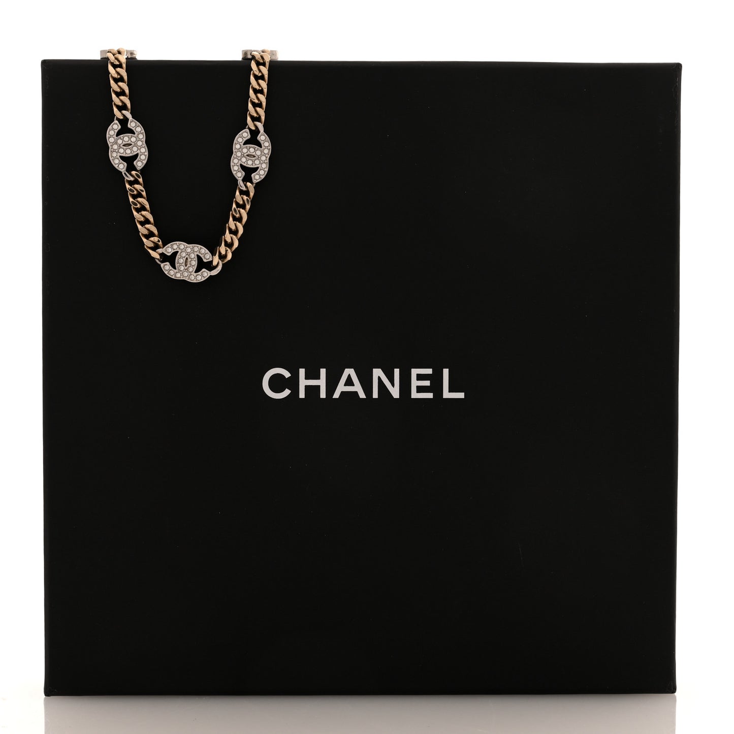 Crystal Chain CC Link Choker Gold Silver