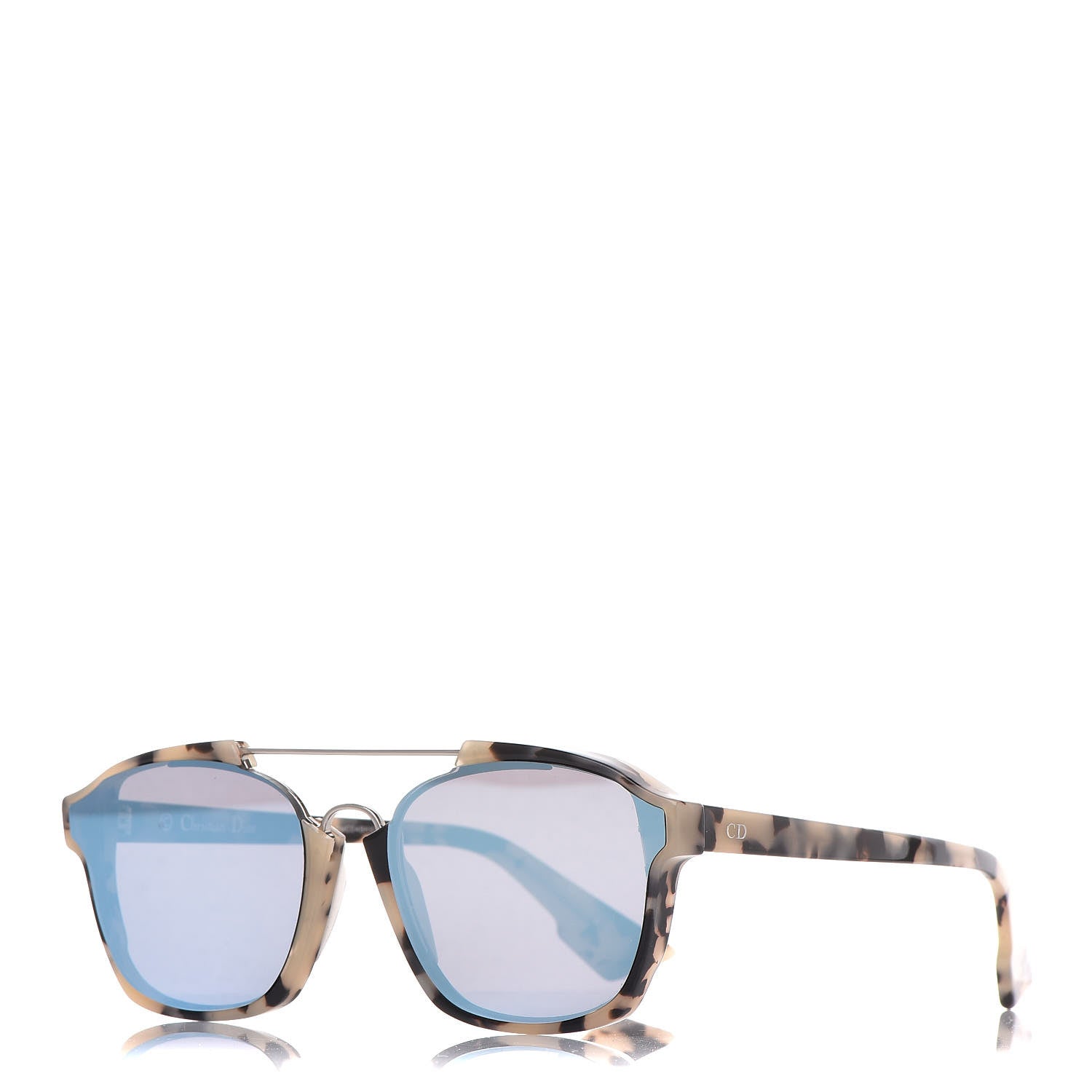 Christian Dior Abstract Square Mirrored Sunglasses Spotted Havana Blue 1 of 8