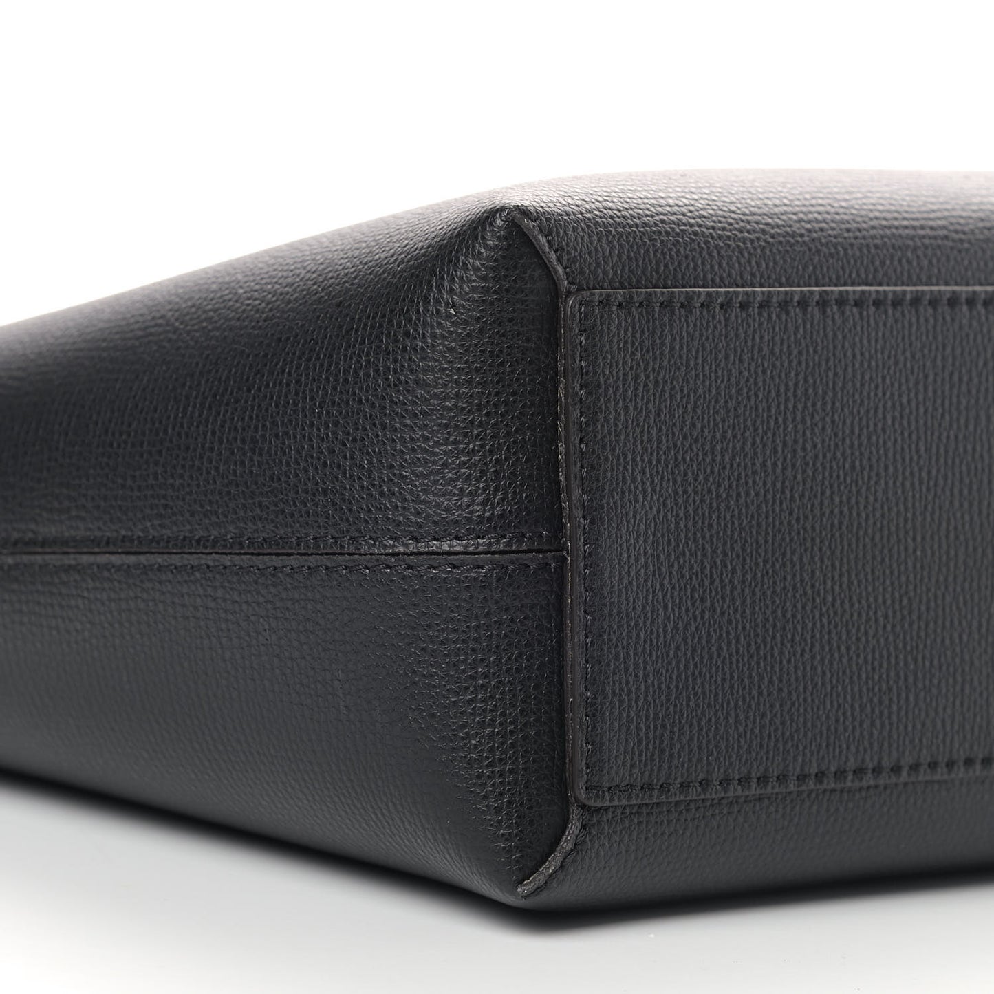 Grainy Calfskin Haymarket Check Small Reversible Tote Black
