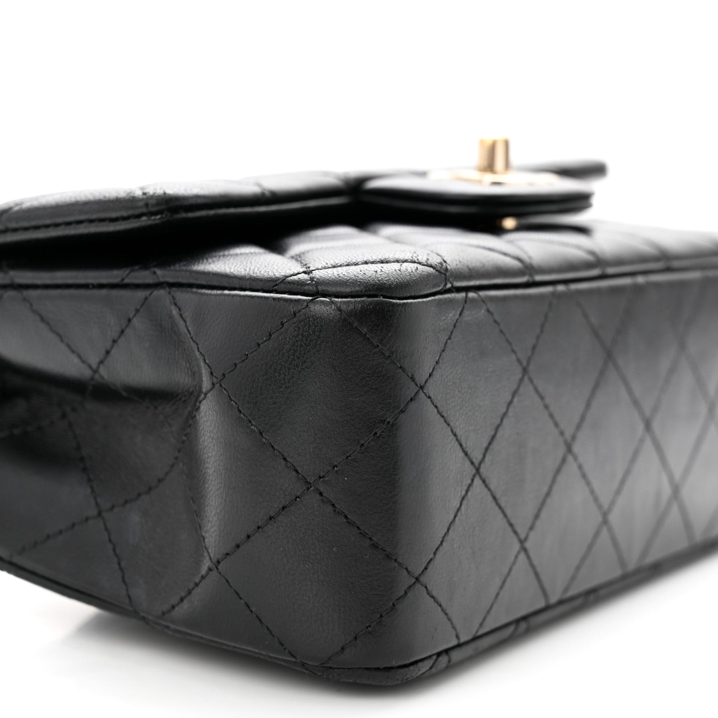 Lambskin Quilted Mini Rectangular Flap Black