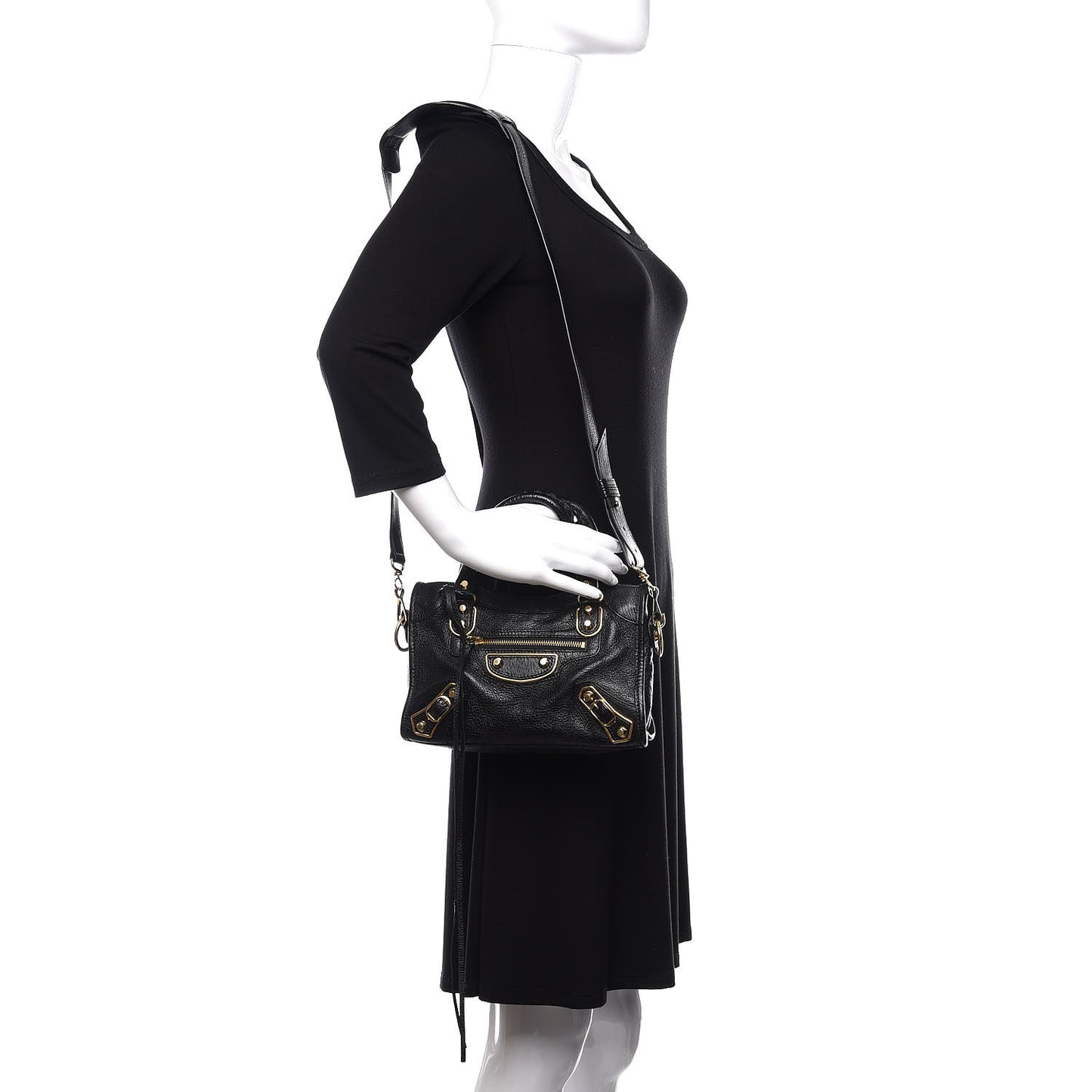 Chevre Gold Metallic Edge Hardware Mini City Black