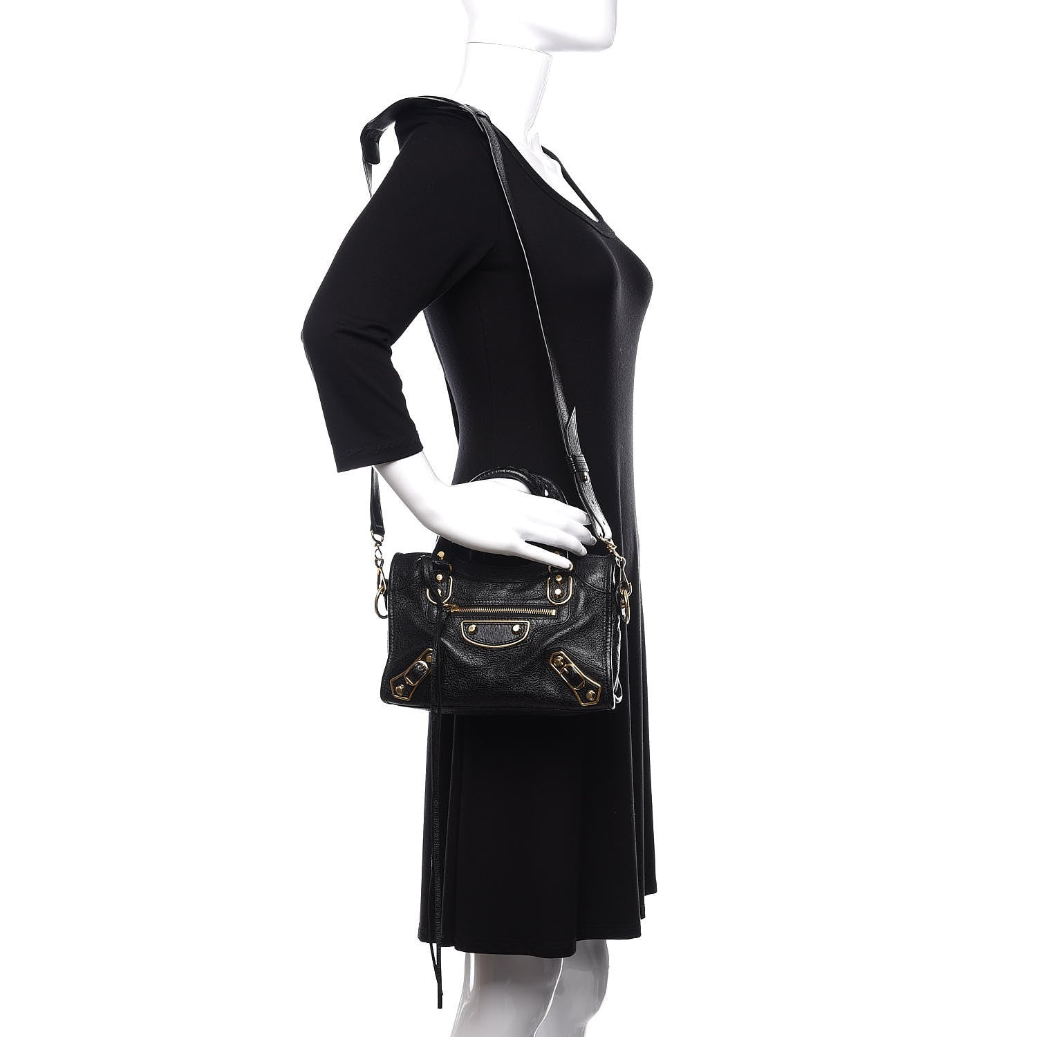 Balenciaga Chevre Gold Metallic Edge Hardware Mini City Black 2 of 12