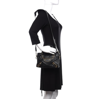 Balenciaga Chevre Gold Metallic Edge Hardware Mini City Black 2 of 12
