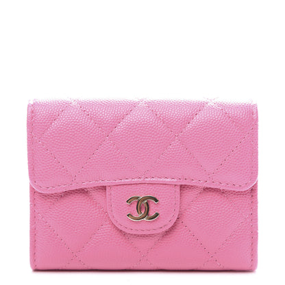 Chanel Caviar Quilted Flap Card Holder Wallet Pink 1 of 10