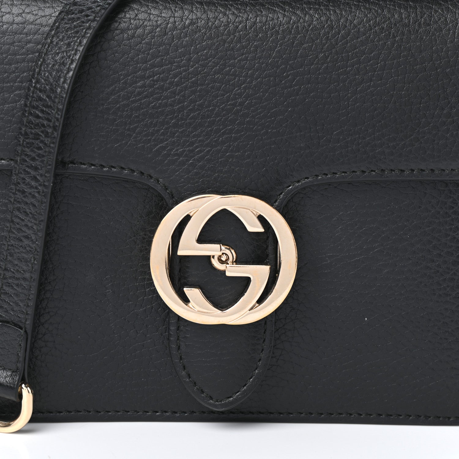 Gucci Dollar Calfskin Small Interlocking G Shoulder Bag Black 7 of 9