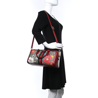 Gucci GG Supreme Monogram Flora Web Medium Ophidia Boston Red 2 of 9