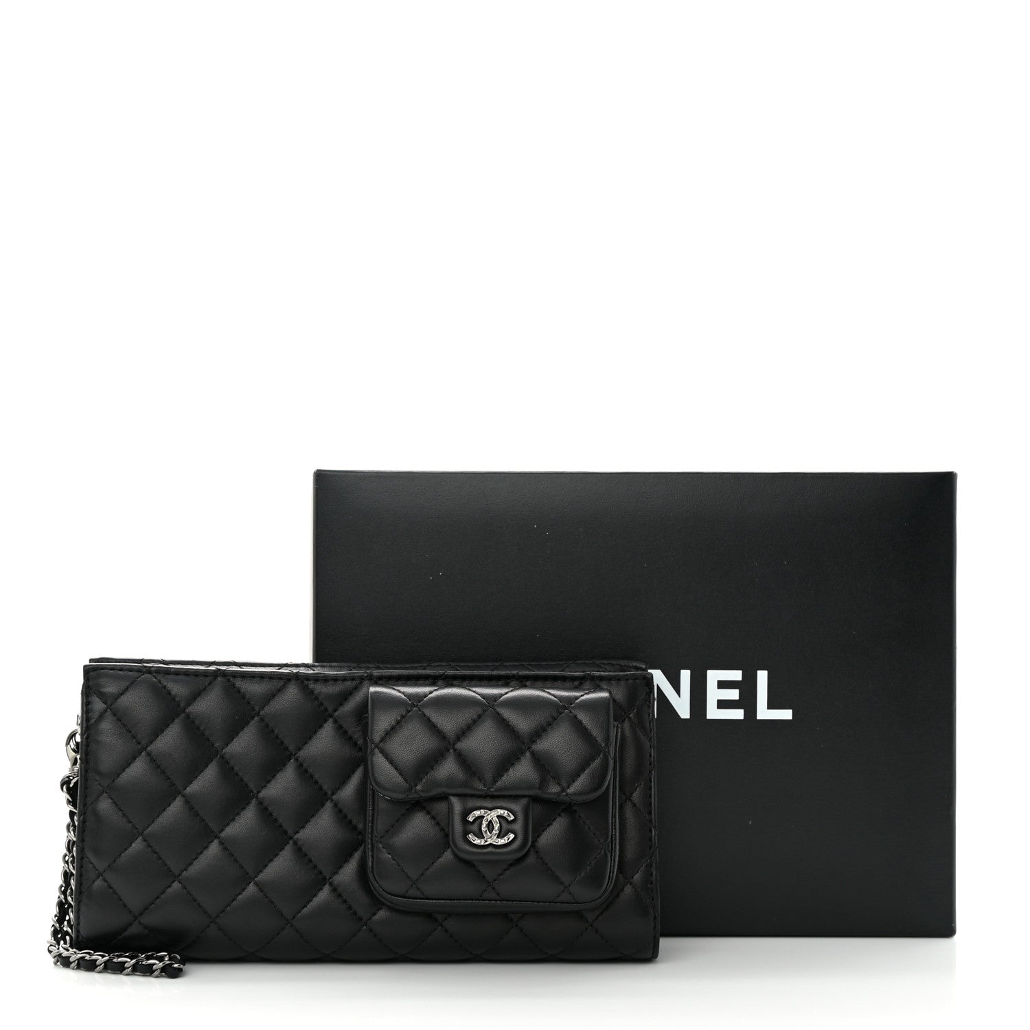 Chanel Lambskin Mineral Nights Pochette Wristlet Black 17 of 17