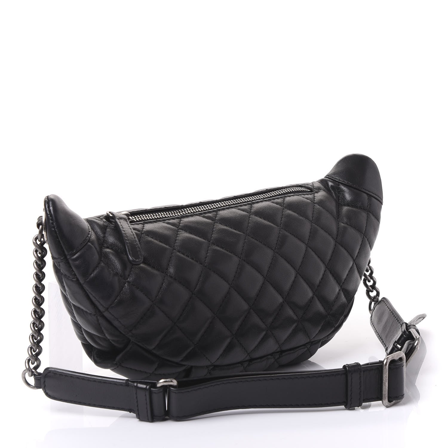 Chanel Lambskin Quilted Banane Waist Bag Fanny Pack Black 2 of 9