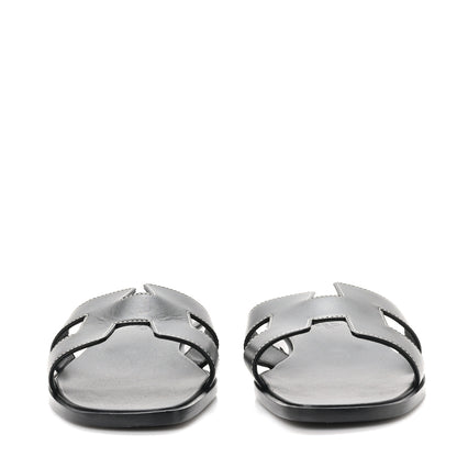 Hermes Box Calfskin Oran Sandals 39.5 Black 3 of 9