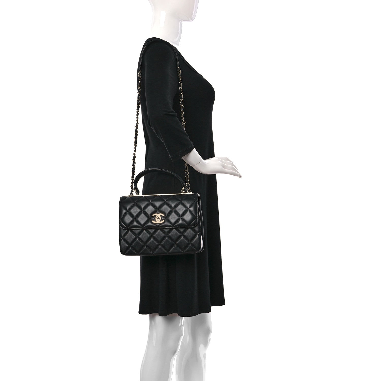 Chanel Lambskin Quilted Small Trendy CC Dual Handle Flap Bag Black 2 of 11