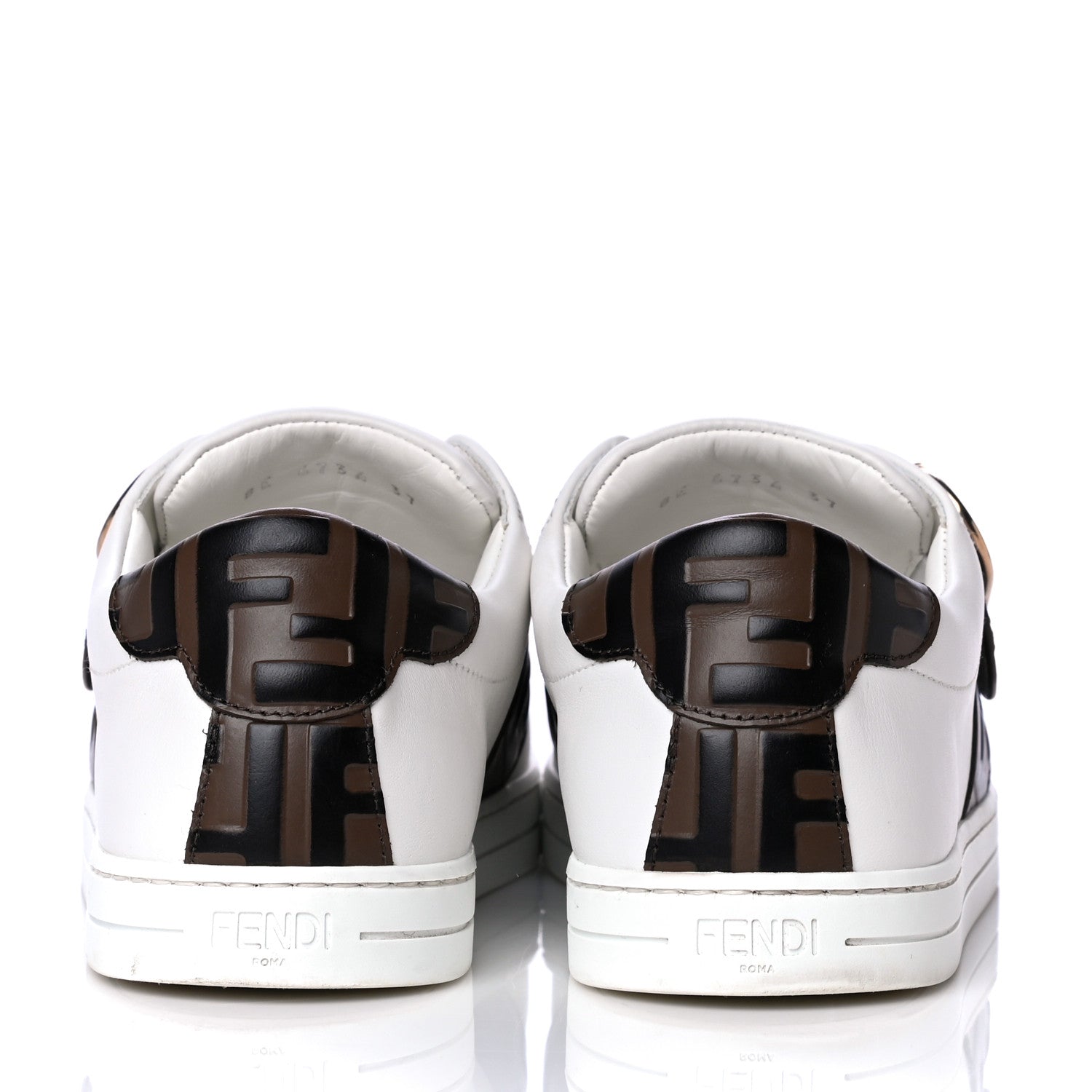 Fendi Vitello FF Embossed Womens Slip On Sneakers 37 Ultra White Maya Black 6 of 14