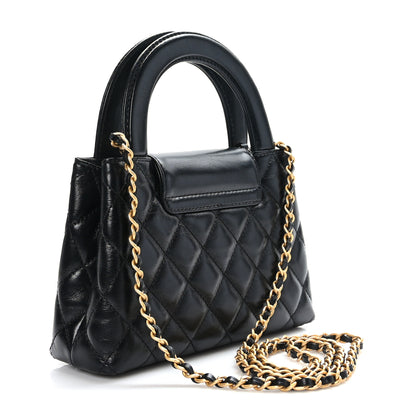 Chanel Shiny Aged Calfskin Quilted Nano Kelly Shopper Black 3 of 10