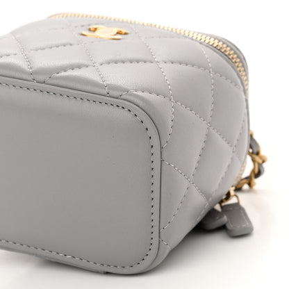 Chanel Lambskin Quilted Pearl Crush Mini Vanity Case With Chain Grey 10 of 11